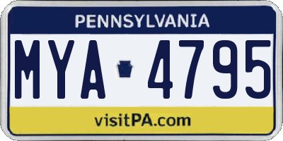 PA license plate MYA4795