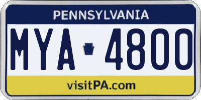 PA license plate MYA4800