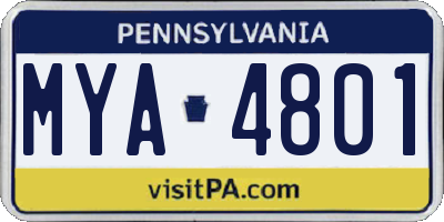 PA license plate MYA4801