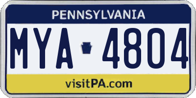PA license plate MYA4804