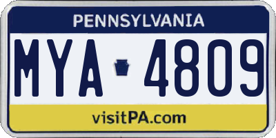 PA license plate MYA4809
