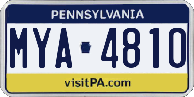 PA license plate MYA4810
