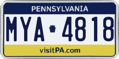 PA license plate MYA4818