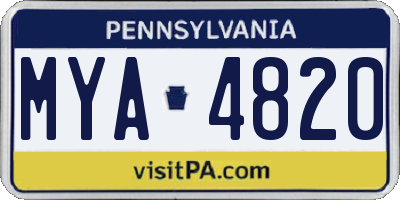 PA license plate MYA4820