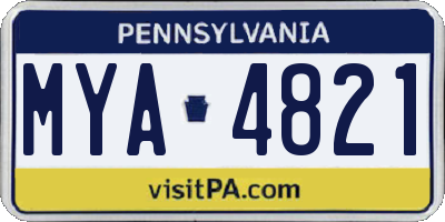 PA license plate MYA4821