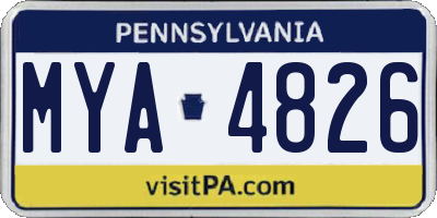 PA license plate MYA4826