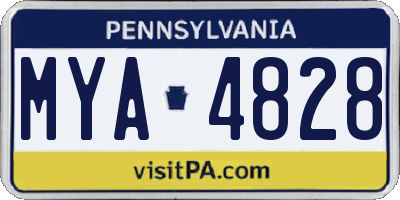 PA license plate MYA4828
