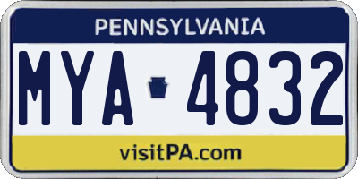 PA license plate MYA4832