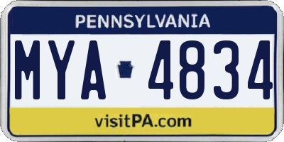 PA license plate MYA4834