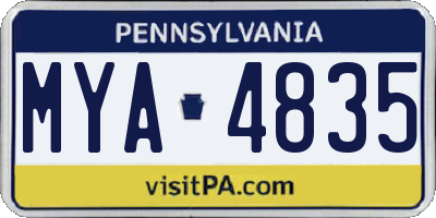 PA license plate MYA4835