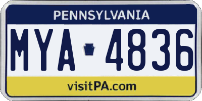 PA license plate MYA4836