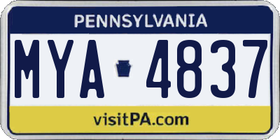 PA license plate MYA4837