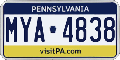 PA license plate MYA4838