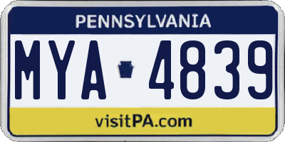 PA license plate MYA4839