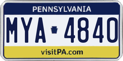PA license plate MYA4840