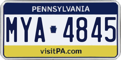 PA license plate MYA4845