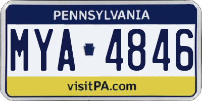 PA license plate MYA4846