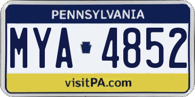 PA license plate MYA4852