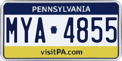 PA license plate MYA4855