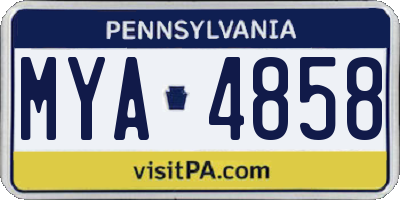 PA license plate MYA4858