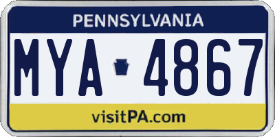 PA license plate MYA4867