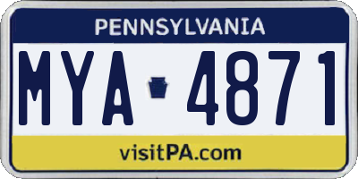 PA license plate MYA4871