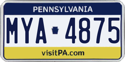 PA license plate MYA4875