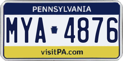 PA license plate MYA4876