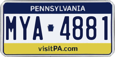 PA license plate MYA4881