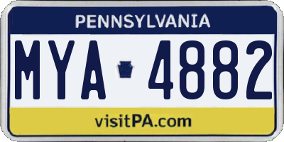 PA license plate MYA4882