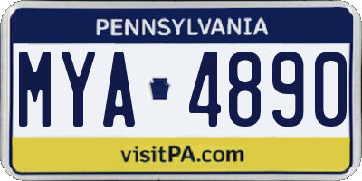 PA license plate MYA4890