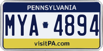 PA license plate MYA4894
