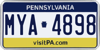 PA license plate MYA4898