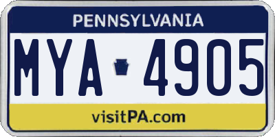PA license plate MYA4905