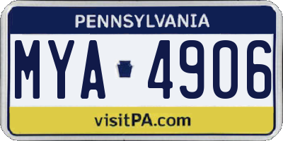 PA license plate MYA4906