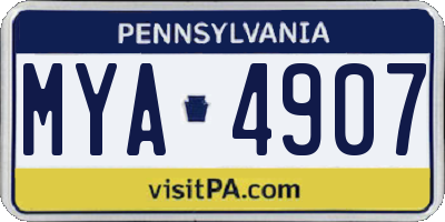PA license plate MYA4907