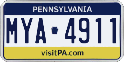 PA license plate MYA4911