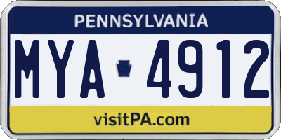 PA license plate MYA4912