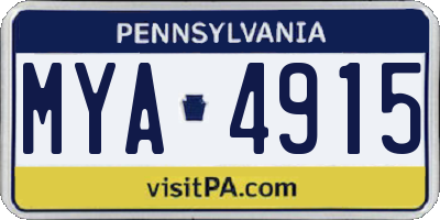 PA license plate MYA4915