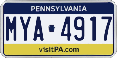 PA license plate MYA4917