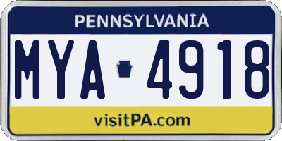 PA license plate MYA4918