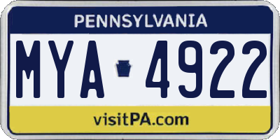 PA license plate MYA4922