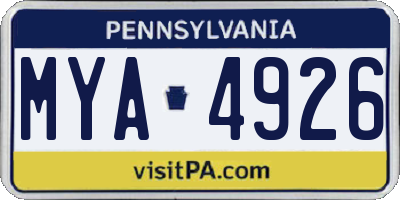 PA license plate MYA4926