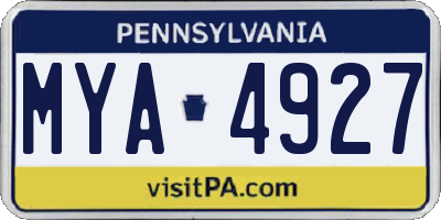 PA license plate MYA4927