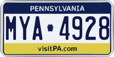 PA license plate MYA4928