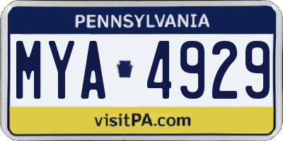 PA license plate MYA4929