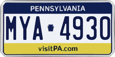 PA license plate MYA4930