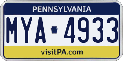 PA license plate MYA4933