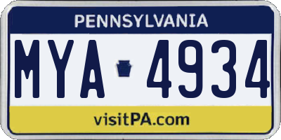 PA license plate MYA4934