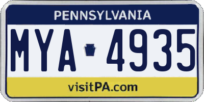 PA license plate MYA4935